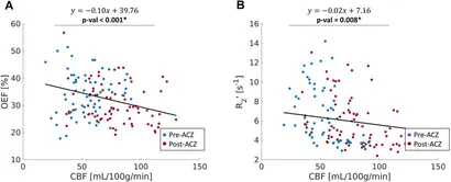 Cortical oxygen extraction fraction using quantitative BOLD MRI and cerebral blood flow during vasodilatio